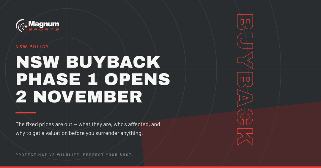 NSW gun buyback Phase 1 opens 2 November — Magnum Sports on the published prices and what to do first