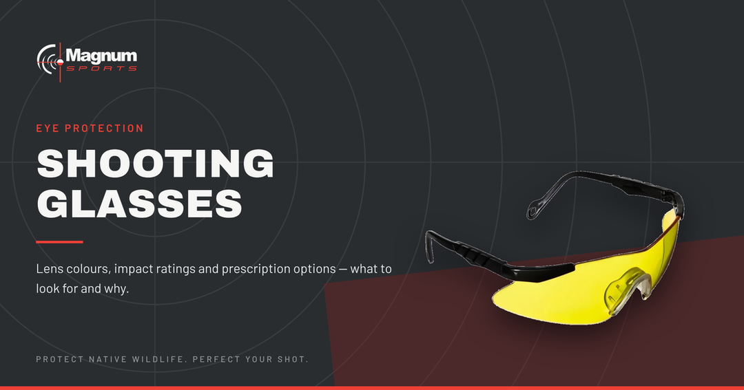 Allen Rangemaster yellow-lens shooting glasses — Magnum Sports guide to lens colours, impact ratings and prescription options
