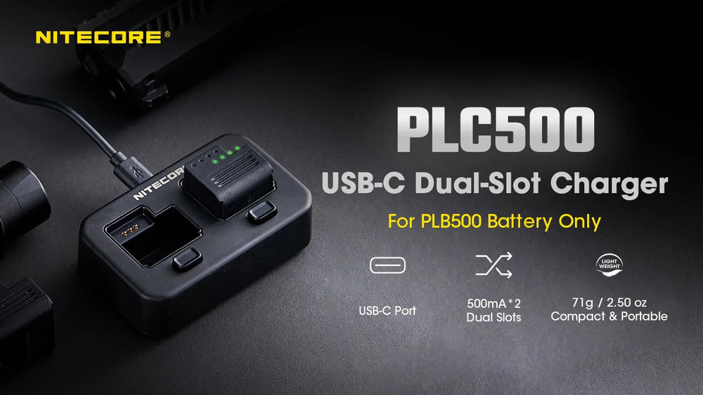Nitecore PLC500 USB-C Dual-Slot Charger for PLB500