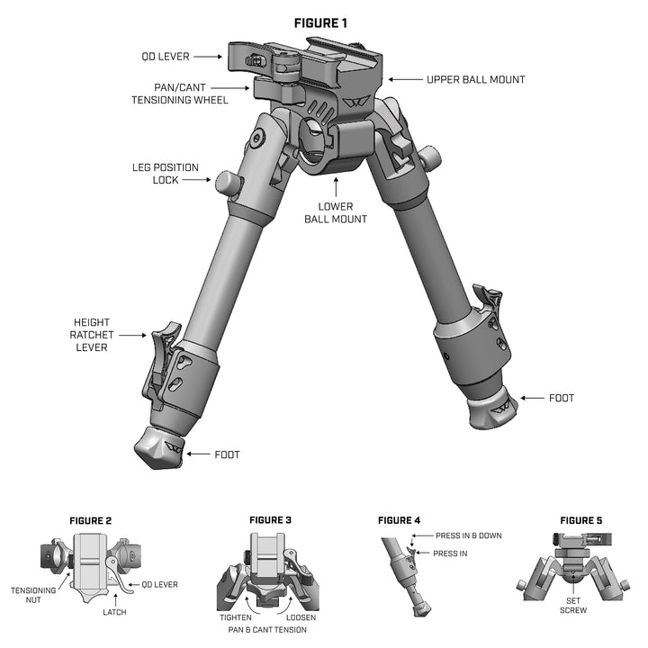 Warne Skyline Precision Bipod M-LOK QD