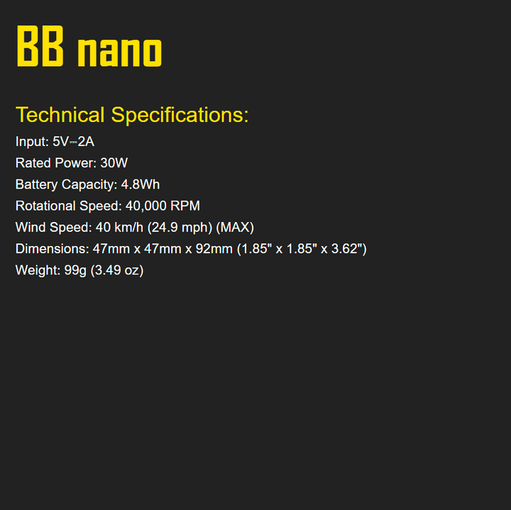 Nitecore BBNANO BB Nano Electronic Optics Air Duster