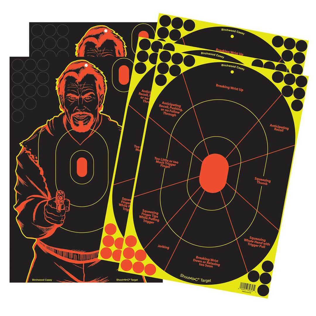 Birchwood Casey Shoot-N-C 12x18in Handgun Trainer and Bad Guy Combo 5 Pack