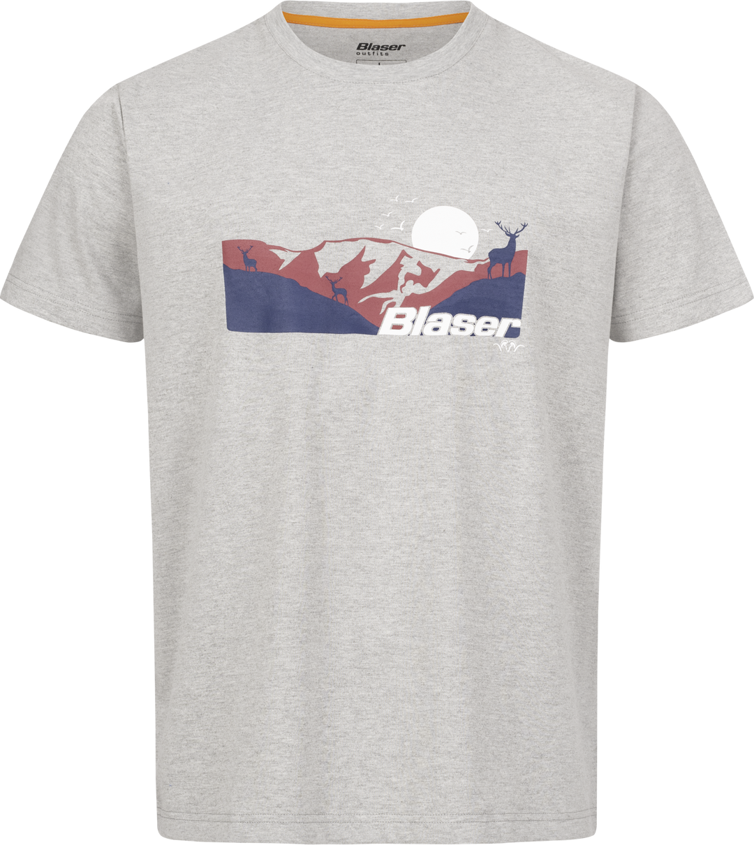 Blaser Mens Allgau Mountain T-shirt Grey Melange L - BLASER