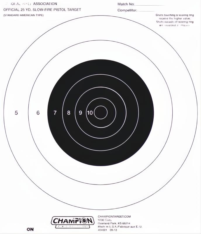 Champion NRA 25Yd Pistol Slow Fire Target