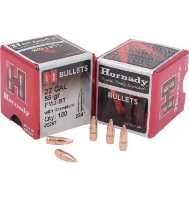 Hornady .224 22 cal 55 grain FMJ-BT Bullets 1000 pack