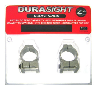 DuraSight Z-2 Alloy Vertical Split Weaver Scope Rings - High Silver