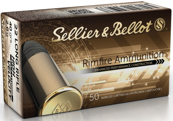 Sellier &amp; Bellot 22 Long Rifle 40 Grain Lead Nickled Case Ammo 50 RD