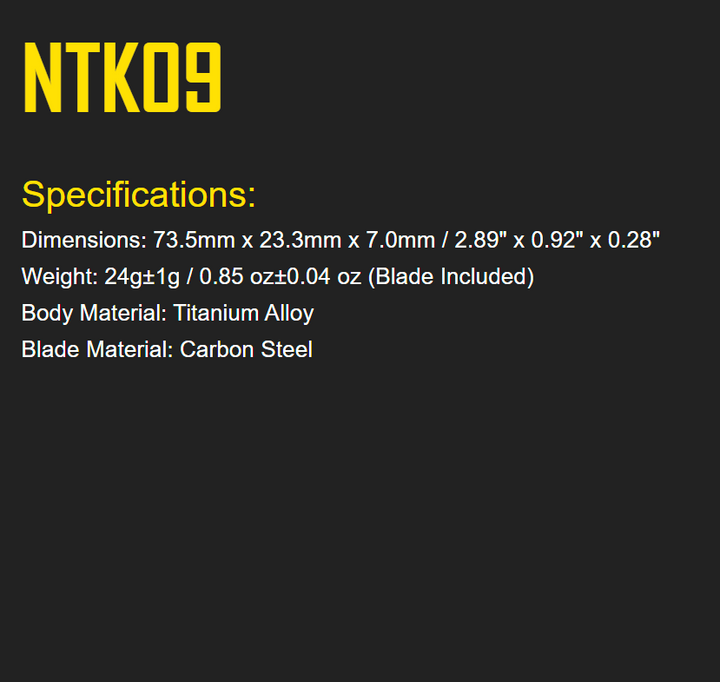 Nitecore NTK09 Titanium Utility EDC Knife