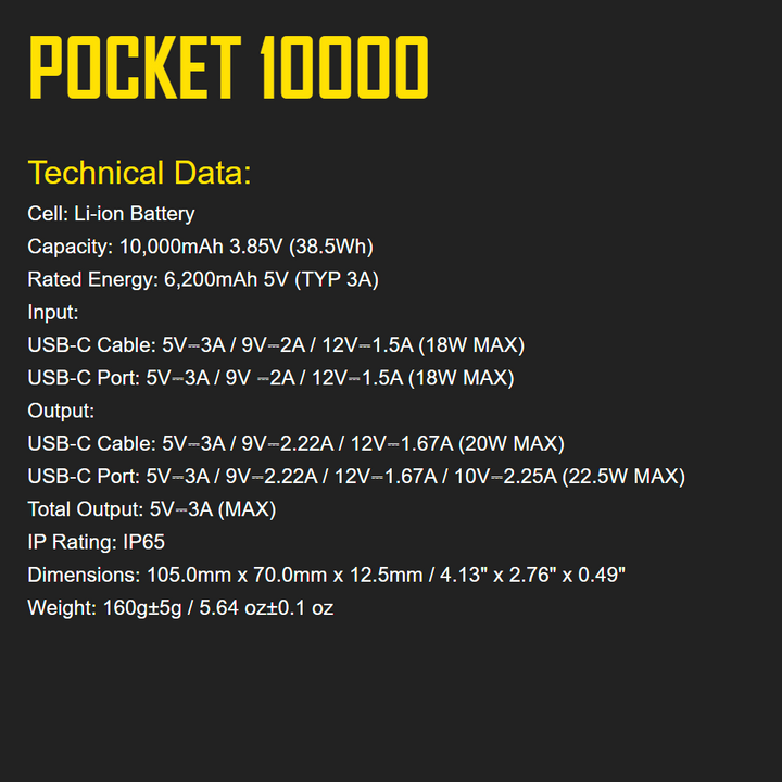 Nitecore POCKET 10000 Carbon Fiber Pocket Power Bank