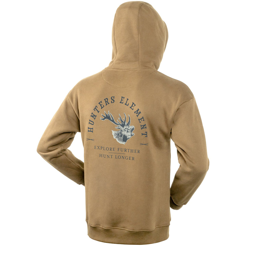 Hunters Element Roaring Stag Hoodie Dark Sand