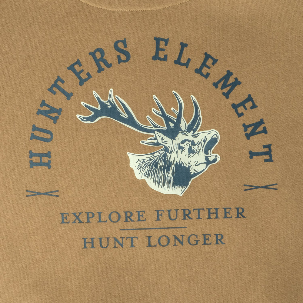 Hunters Element Roaring Stag Hoodie Dark Sand