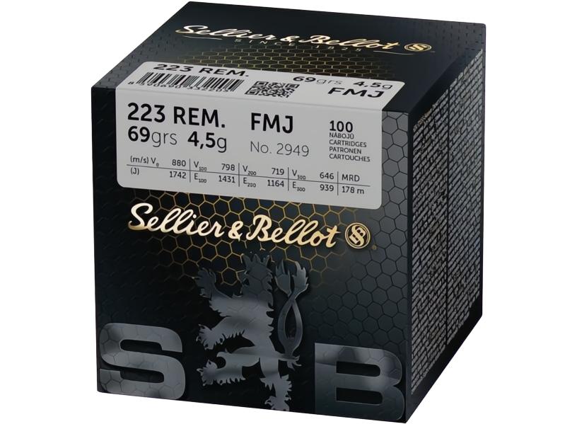 S&B Sellier & Bellot 223rem 69 grain FMJ Ammo 100 rd