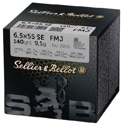 S&B Sellier & Bellot 6.5x55 SE 140 grain FMJ Ammo 50 rd