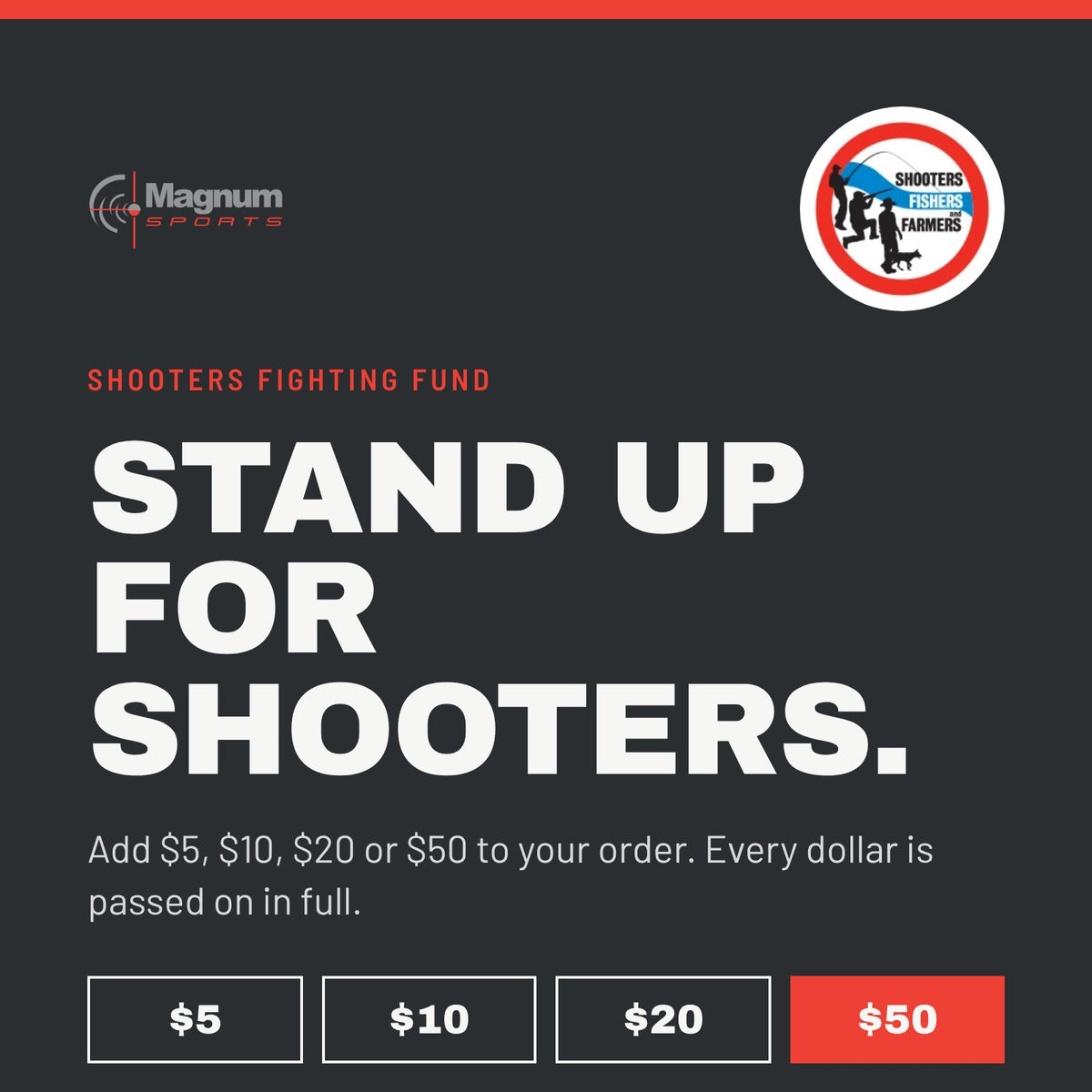 Stand up for shooters – add a donation to the Shooters Fighting Fund