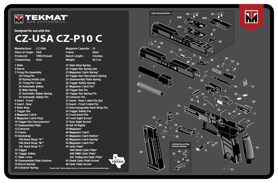 TekMat CZ P-10 C Gun Cleaning Mat