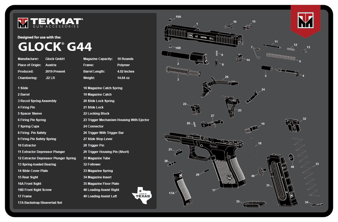 TekMat Glock 44 Gun Cleaning Mat