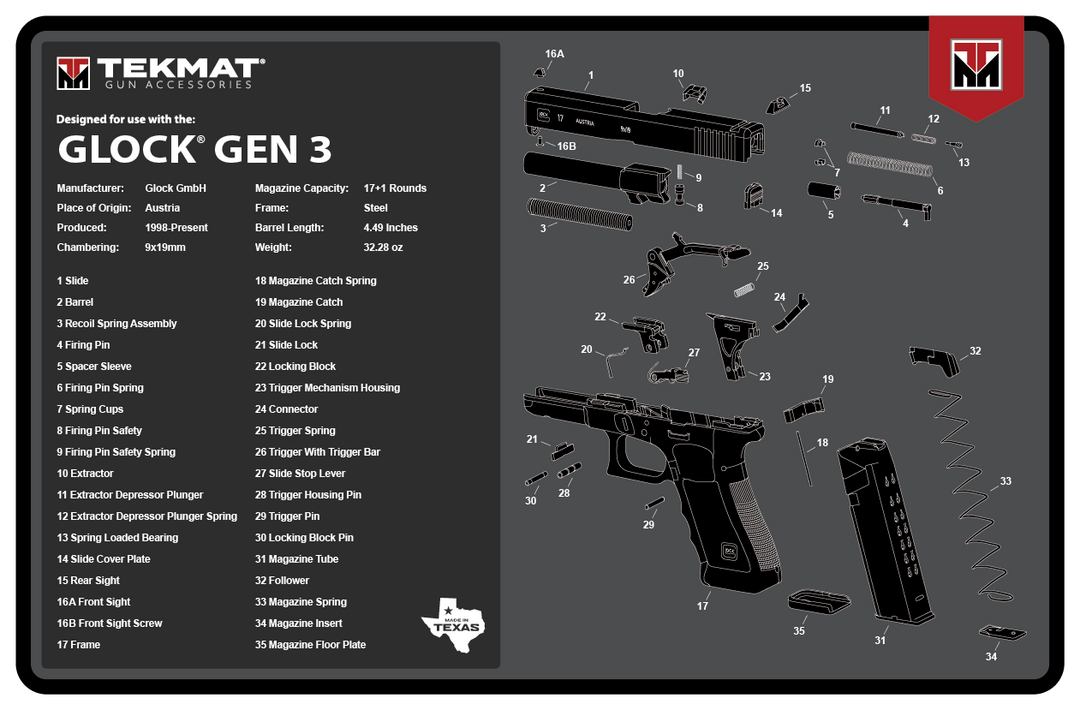 TekMat Glock Gen 3 Gun Cleaning Mat