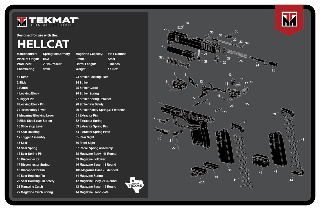 TekMat Springfield Hellcat Gun Cleaning Mat