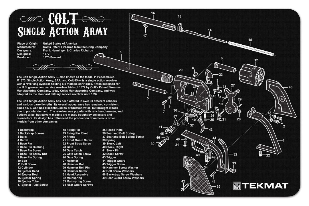 TekMat Colt Single Action Army Revolver Gun Cleaning Mat
