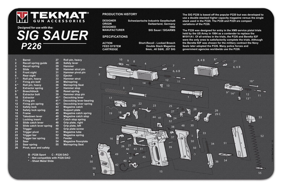 TekMat Sig Sauer P226 Gun Cleaning Mat