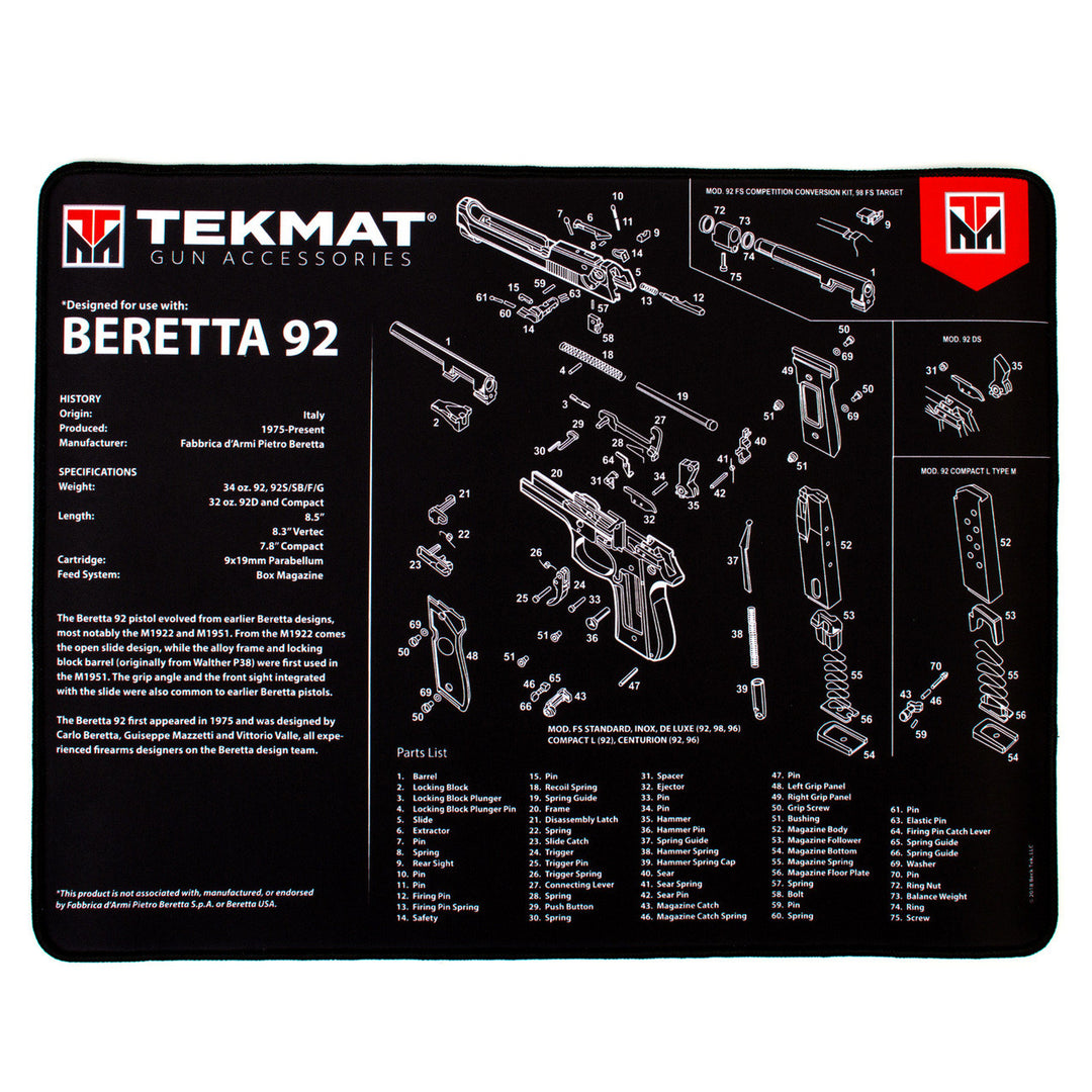 TekMat Ultra 20 Beretta 92 Gun Cleaning Mat