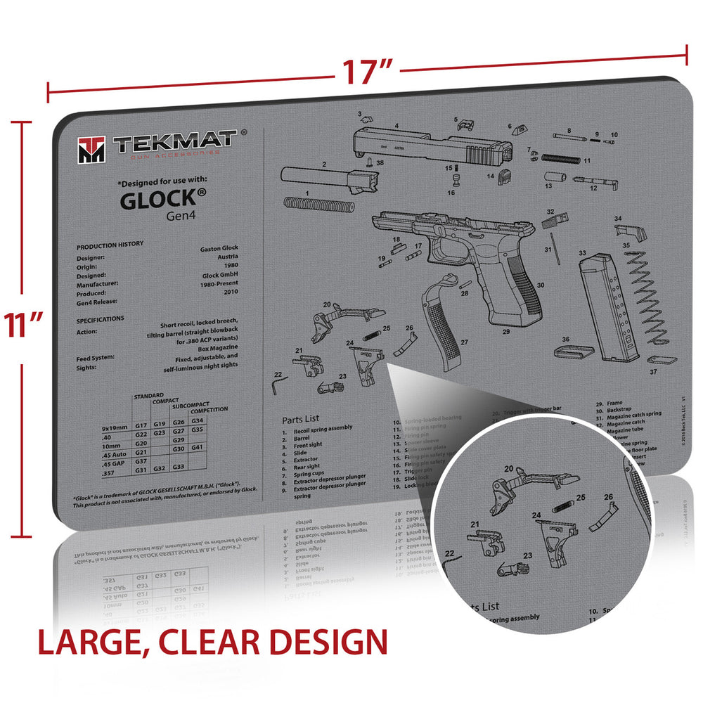 TekMat Ultra 20 Glock Gen 4 Gun Cleaning Mat Grey