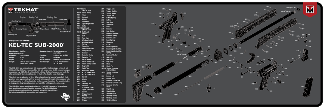 TekMat Kel-Tec SUB-2000 Gun Cleaning Mat