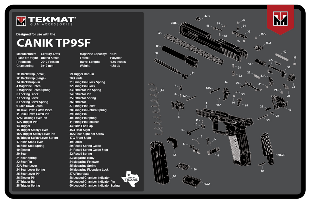 TekMat Canik TP9SF Gun Cleaning Mat