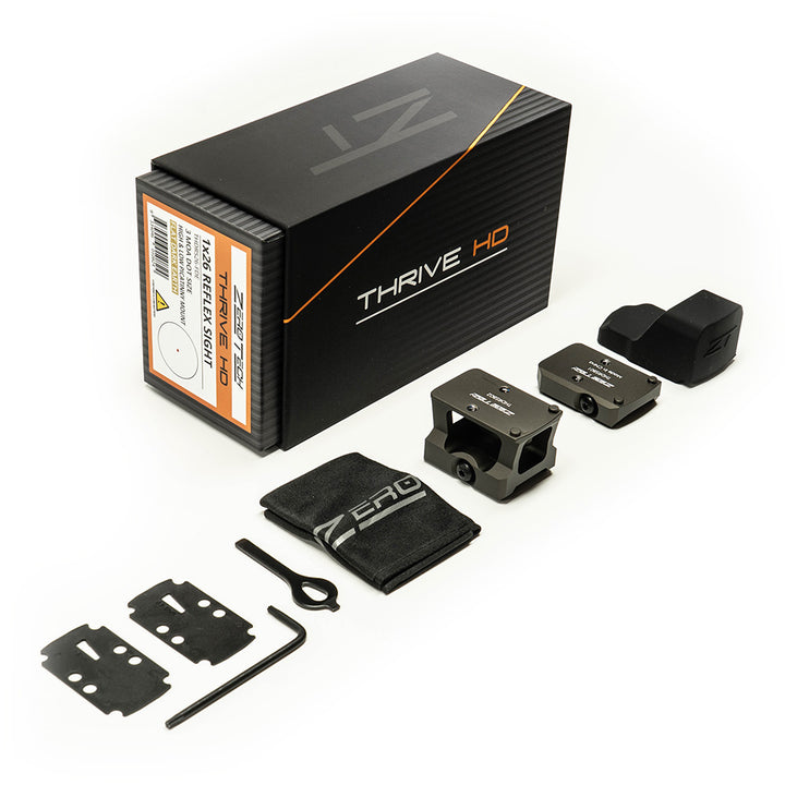 ZeroTech Thrive HD 1x26 Reflex Sight 3 MOA Red Dot FDE with High and Low Picatinny Mounts