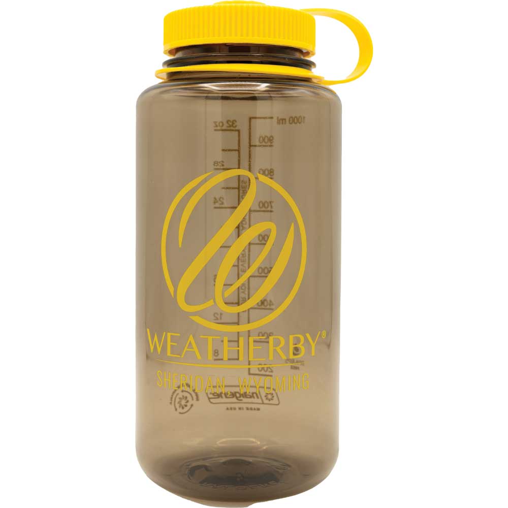 Weatherby 32oz Wide Mouth Water Bottle Woodsman Yellow Lid