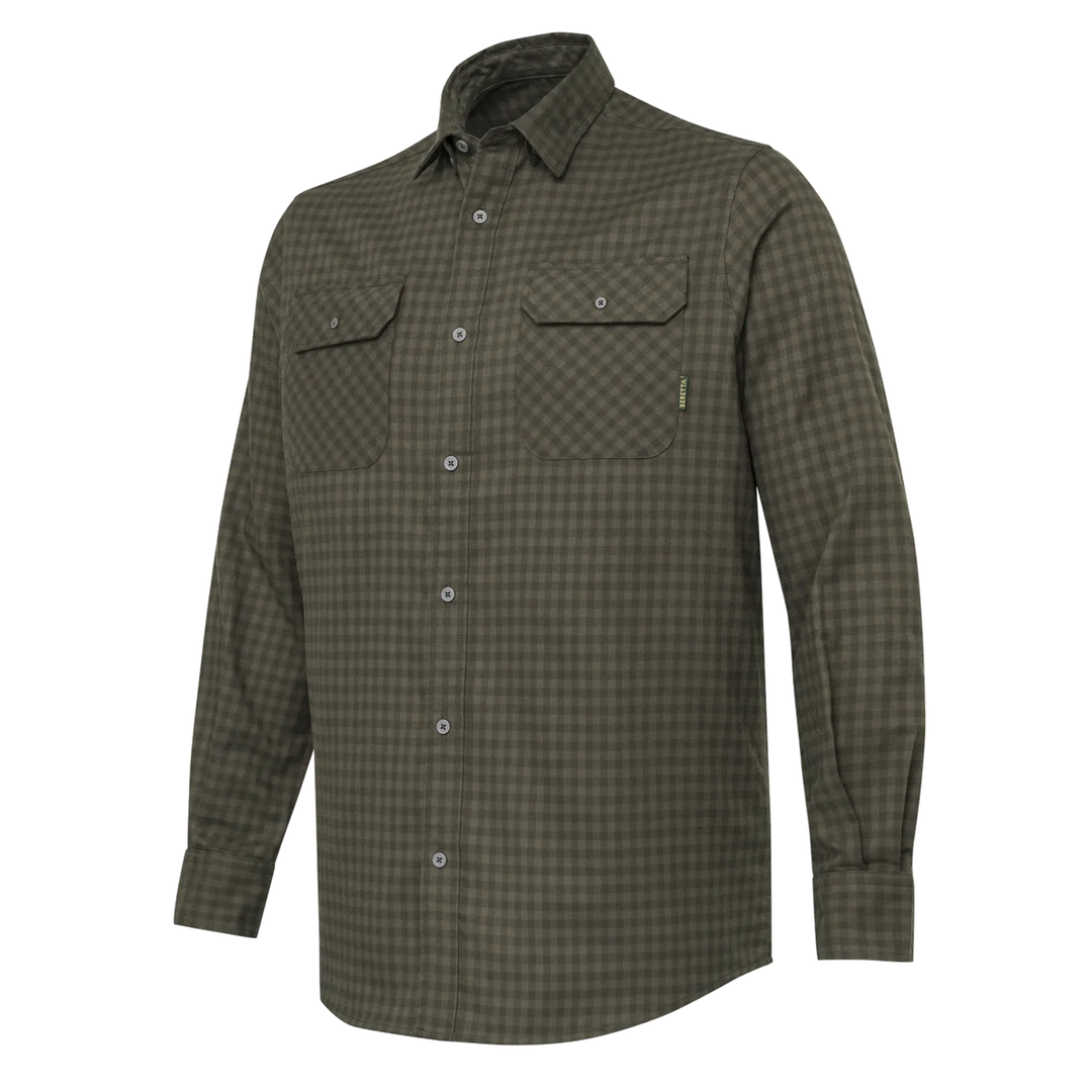 Beretta Cadet Flannel Shirt Green &amp; Brown Check L
