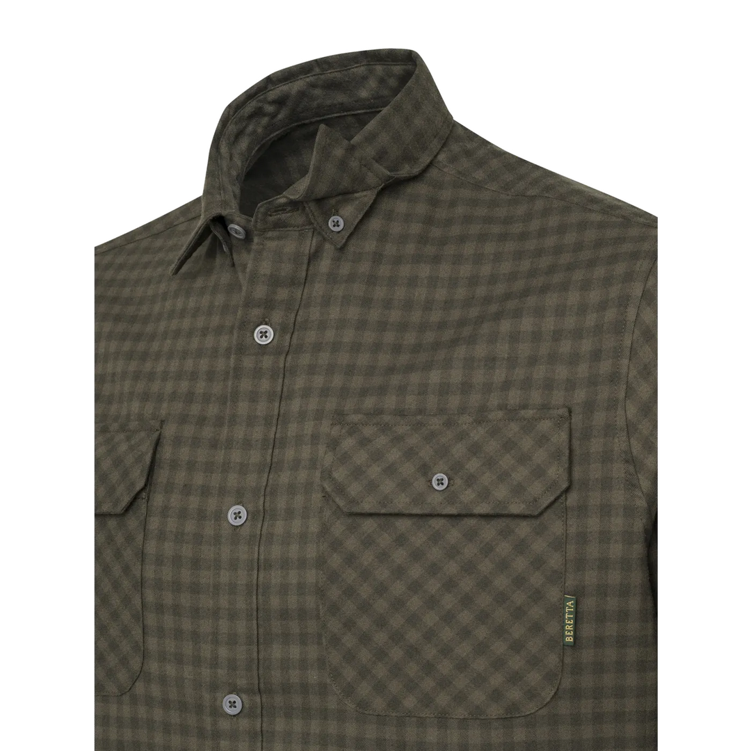 Beretta Cadet Flannel Shirt Green &amp; Brown Check L