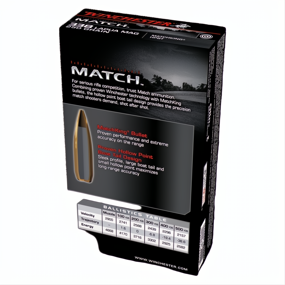 Winchester Match 338 Lapua Mag 250gr HPBT