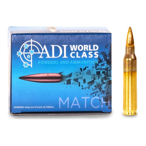 ADI World Class 223 Rem 69 grain Sierra MatchKing ammunition, box of 20 with cartridge