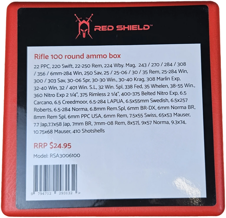 Red Shield Rifle .30-06 (or similar) Ammo Box - 100 Round