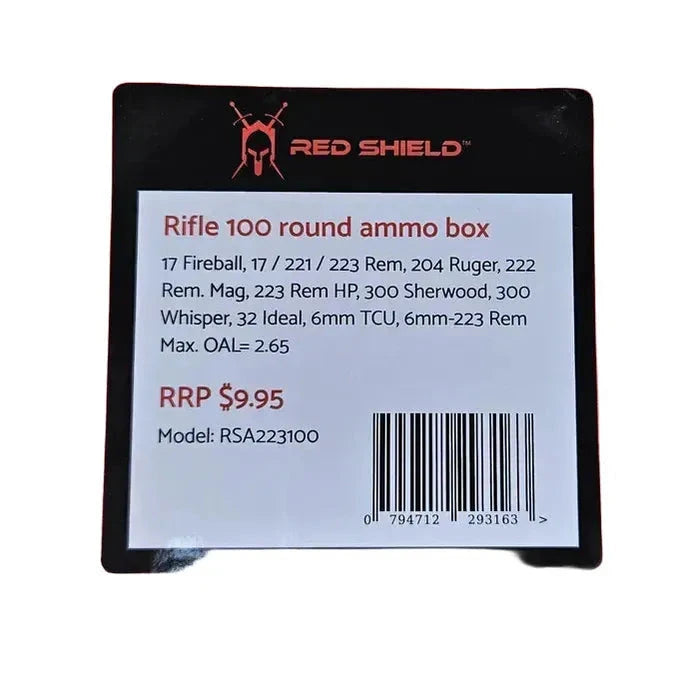 Red Shield Rifle .223 (or similar) Ammo Box - 100 Round