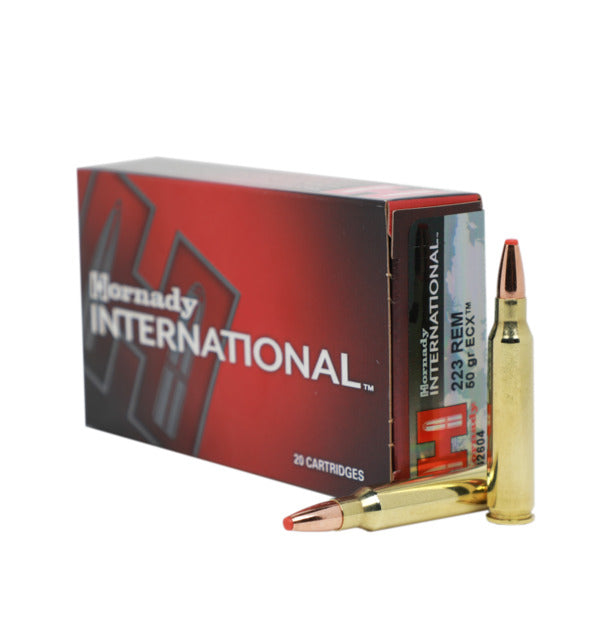 Hornady International 223 Rem 50 grain ECX ammunition, box of 20 with cartridges