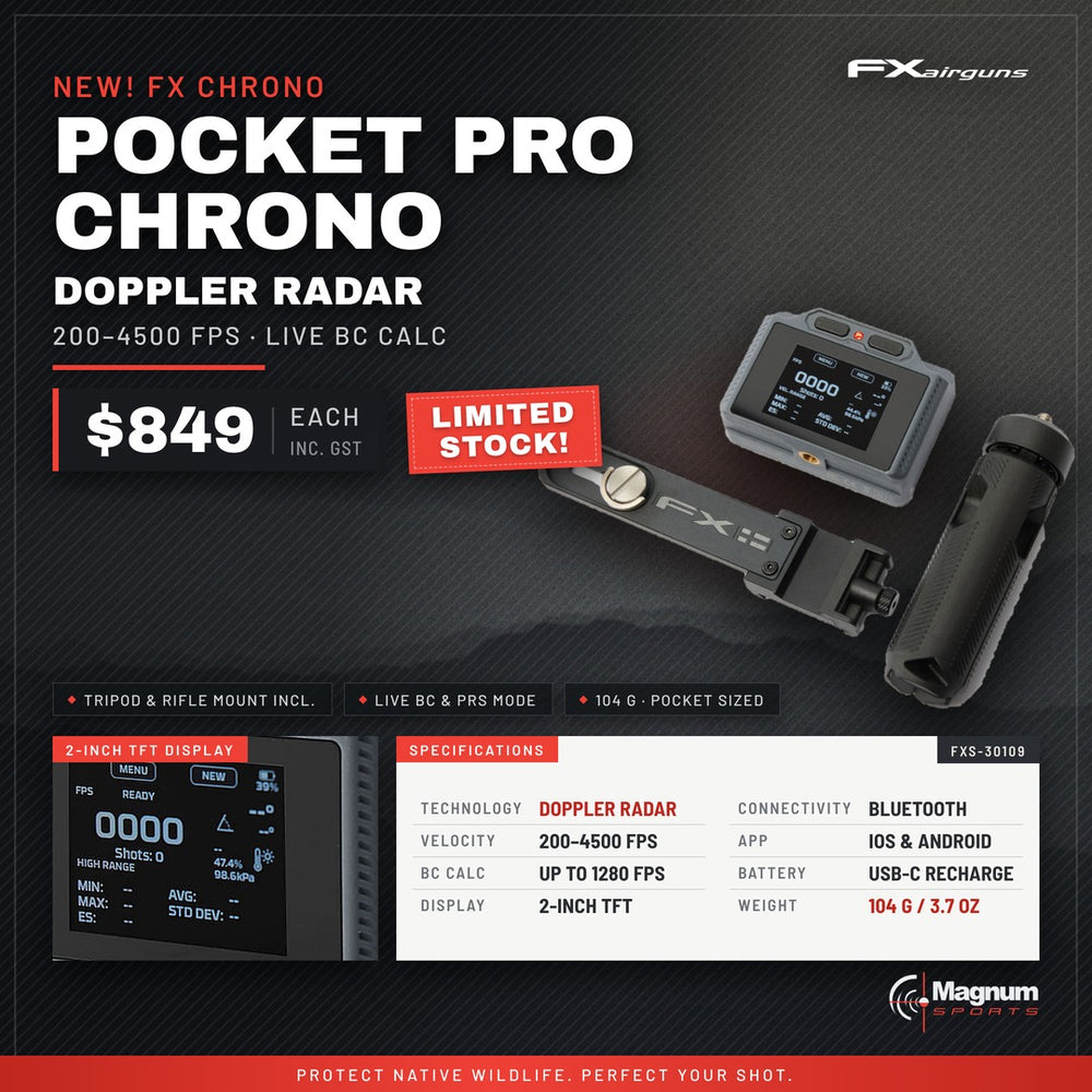 FX Airguns Pocket Chronograph Pro - Magnum Sports advert, $849