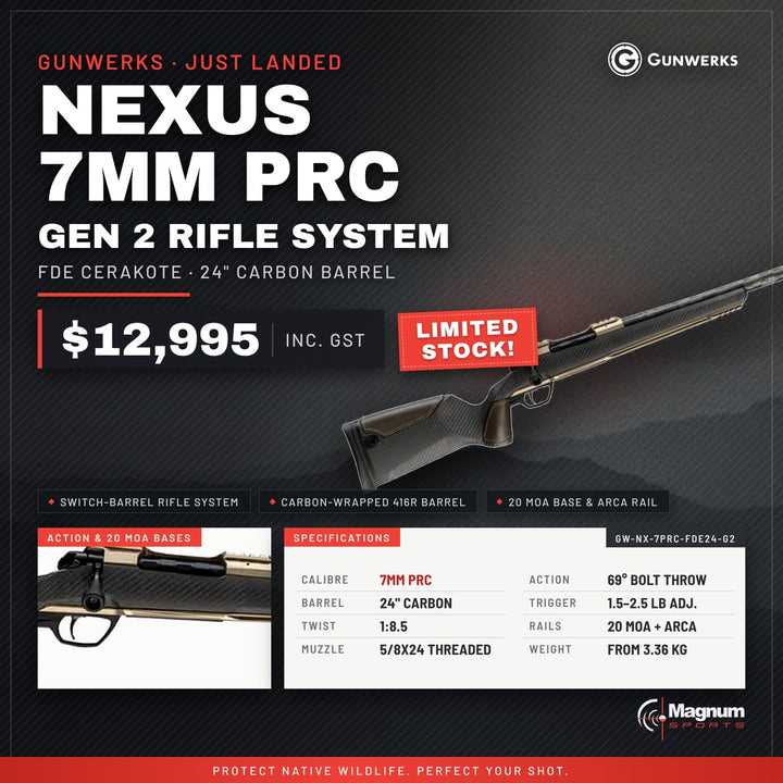 Gunwerks Nexus Gen 2 7mm PRC FDE - Magnum Sports advert, $12,995