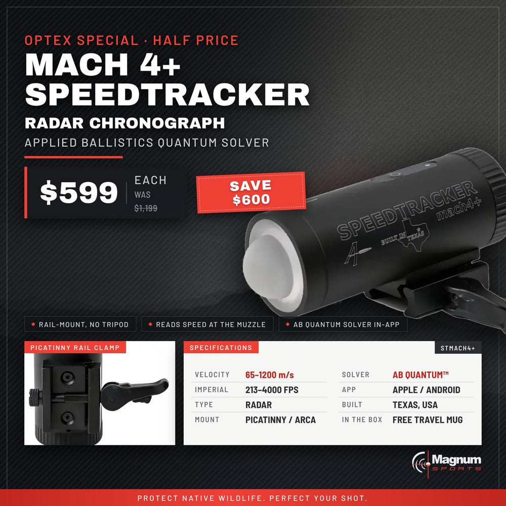 Optex Outdoor Speedtracker Mach 4+, with Applied Ballistics Quantum - Magnum Sports advert, $599