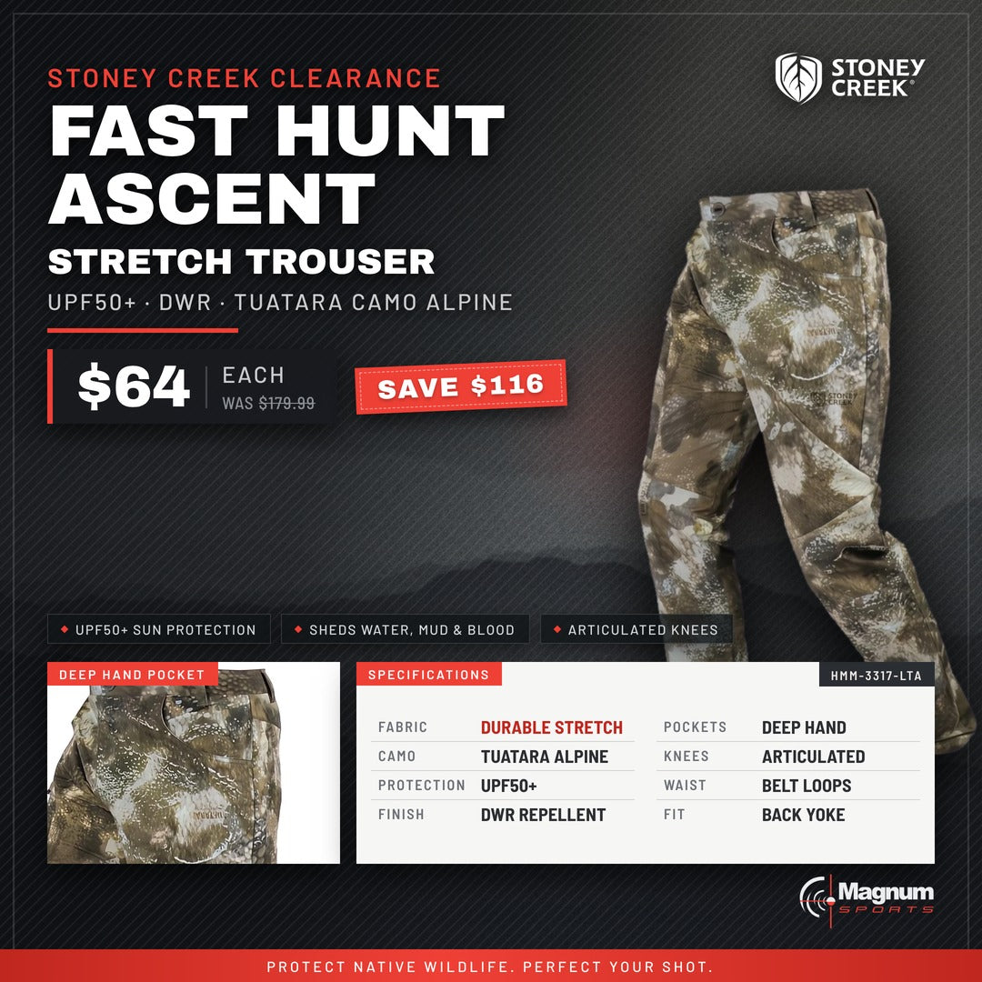 Stoney Creek Fast Hunt Ascent Trouser TCA - Magnum Sports advert, $64