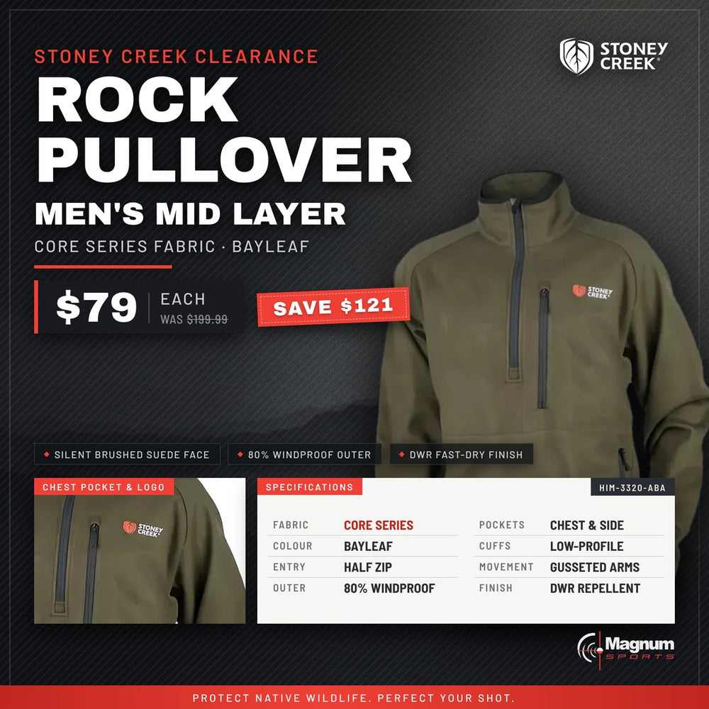 Stoney Creek Men's Rock Pullover - Bayleaf - Magnum Sports advert, $79