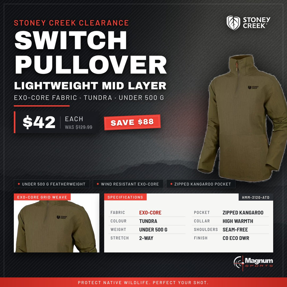 Stoney Creek Switch Pullover Tundra - Magnum Sports advert, $42