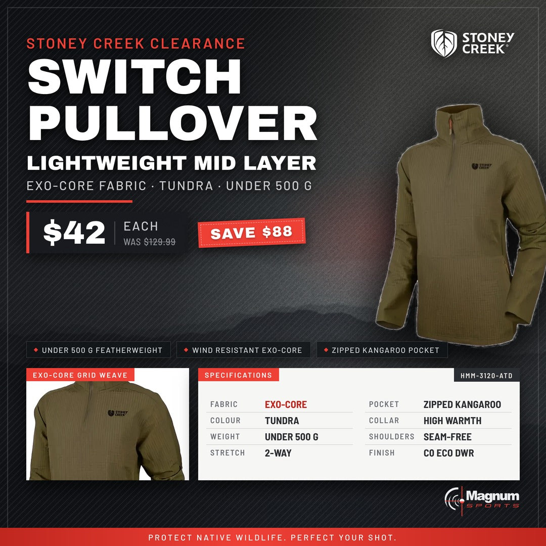 Stoney Creek Switch Pullover Tundra - Magnum Sports advert, $42
