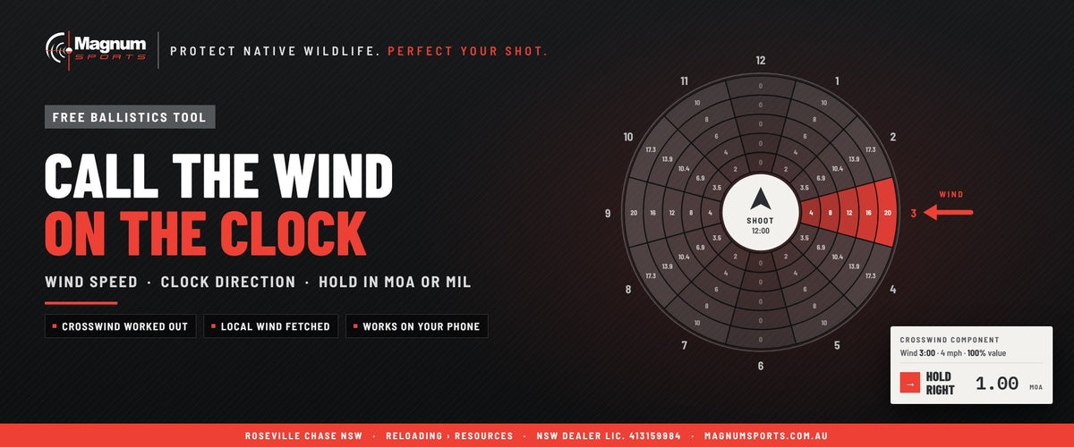 Magnum Sports Ballistic Clock – call the wind on the clock, free ballistics tool