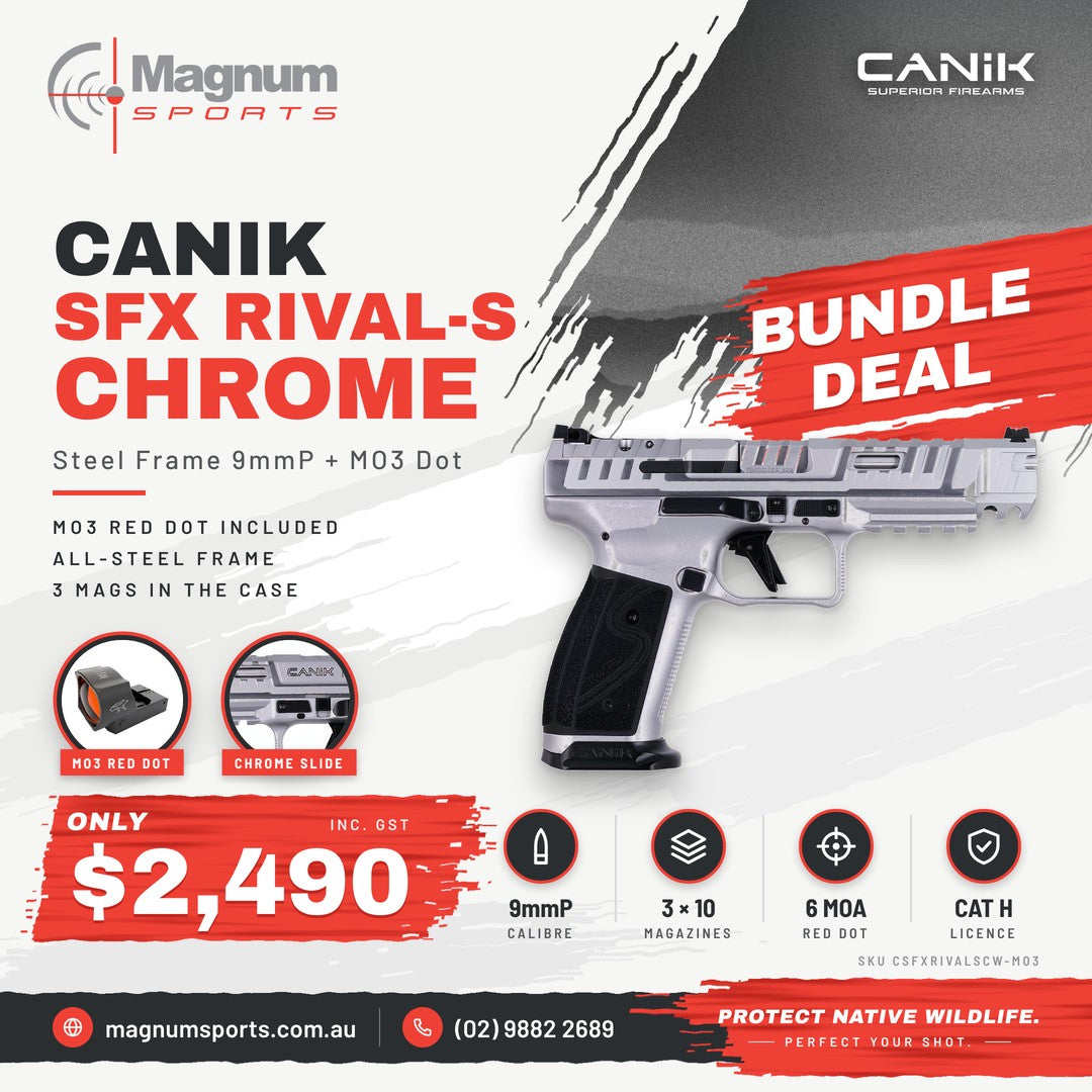 Canik SFx Rival-S Chrome + MO3 Red Dot Bundle