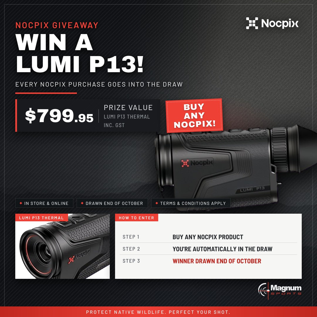 Win a Nocpix Lumi P13 thermal monocular — every Nocpix purchase goes into the draw, drawn end of October