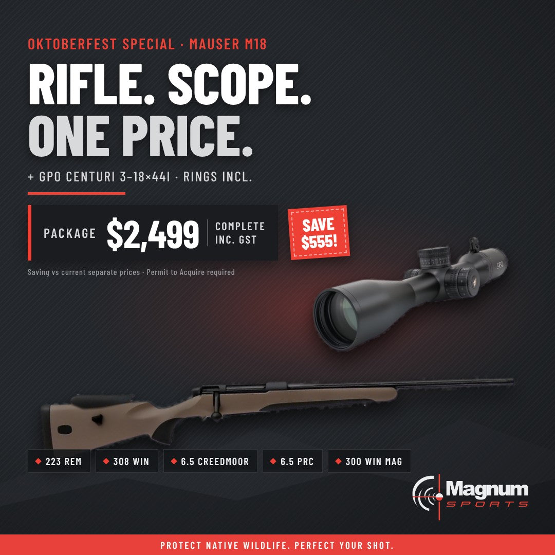 Oktoberfest special: Mauser M18 Field Hunt + GPO Centuri 3-18x44i package at Magnum Sports