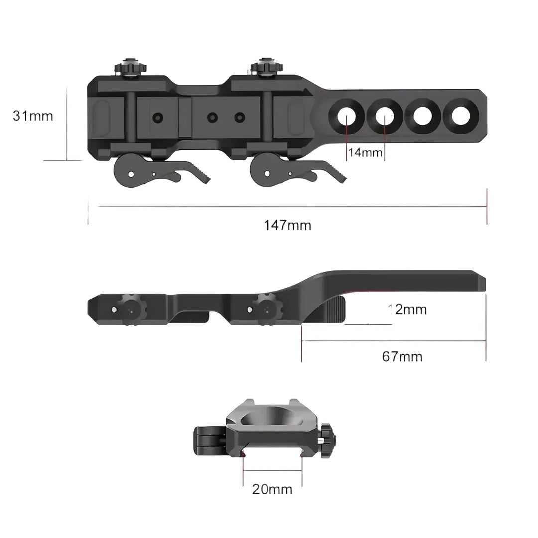 oneleaf.ai Quick Detach Cantilever Mount for Mars MT1000LRF Thermal Scope - New Version with recoil lug