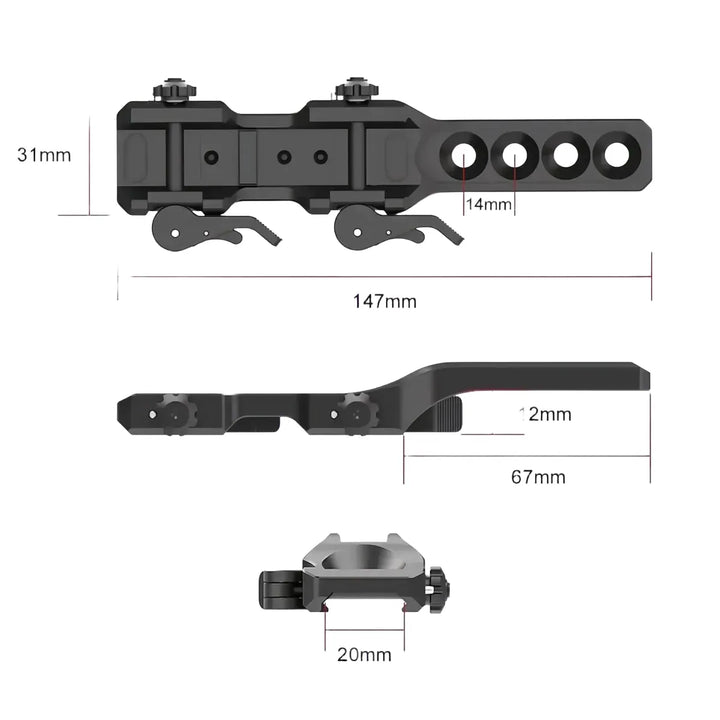 oneleaf.ai Quick Detach Cantilever Mount for Mars MT1000LRF Thermal Scope - New Version with recoil lug